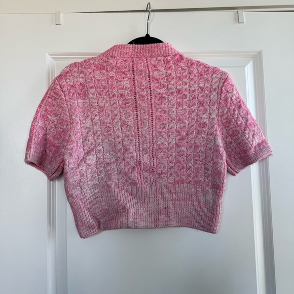 Zara Cable Knit Metallic Pink Cropped Sweater - Picture 8 of 11